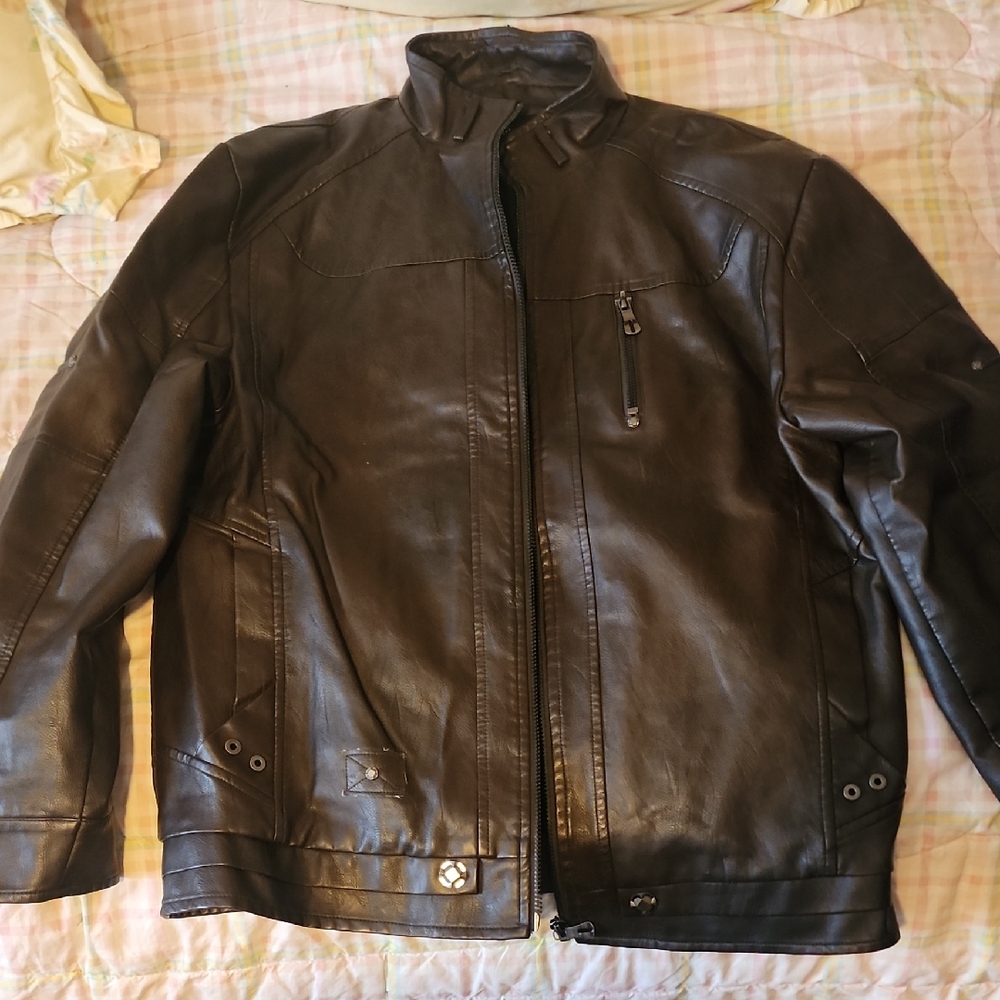 Men's Brown Faux Leather Jacket